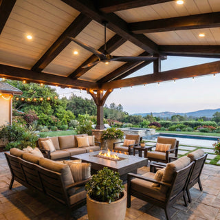 100" Simon Black IP44 Outdoor Downrod Mount Ceiling Fan with Remote Control