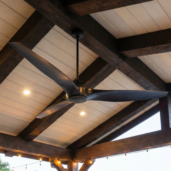 100" Simon Black IP44 Outdoor Downrod Mount Ceiling Fan with Remote Control - Vaczon