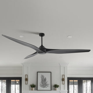 100" Simon Black IP44 Outdoor Downrod Mount Ceiling Fan with Remote Control