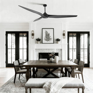 100" Simon Black IP44 Outdoor Downrod Mount Ceiling Fan with Remote Control