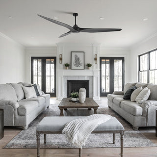 100" Simon Black IP44 Outdoor Downrod Mount Ceiling Fan with Remote Control