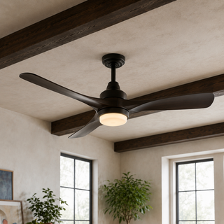 52 Inch Industrial Downrod Mount LED Ceiling Fan with Remote Control
