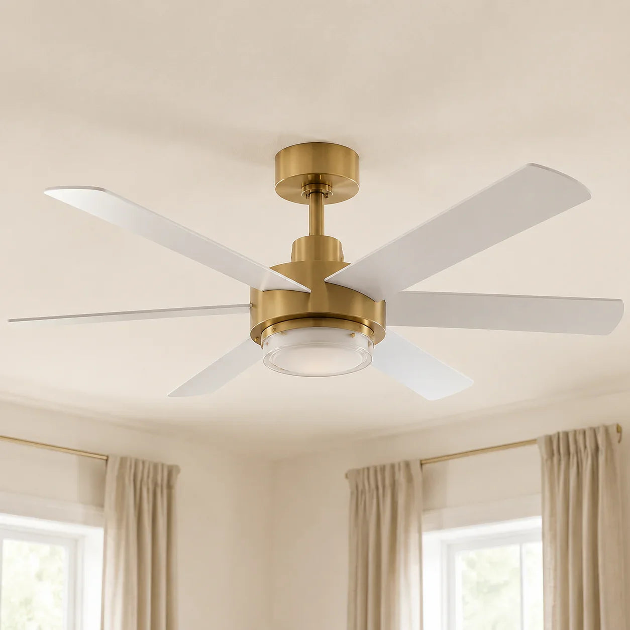 54 Inch Kama Modern Downrod Mount Ceiling Fan with Remote Control and LED Light