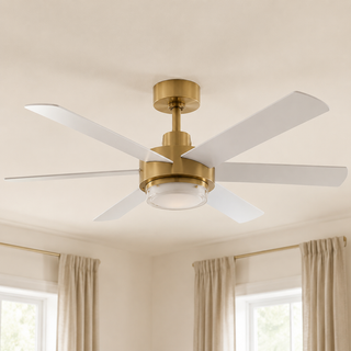 54 Inch Kama Modern Downrod Mount Ceiling Fan with Remote Control and LED Light
