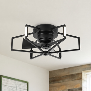 21 Inch Wade Black Industrial Flush Mount LED Ceiling Fan