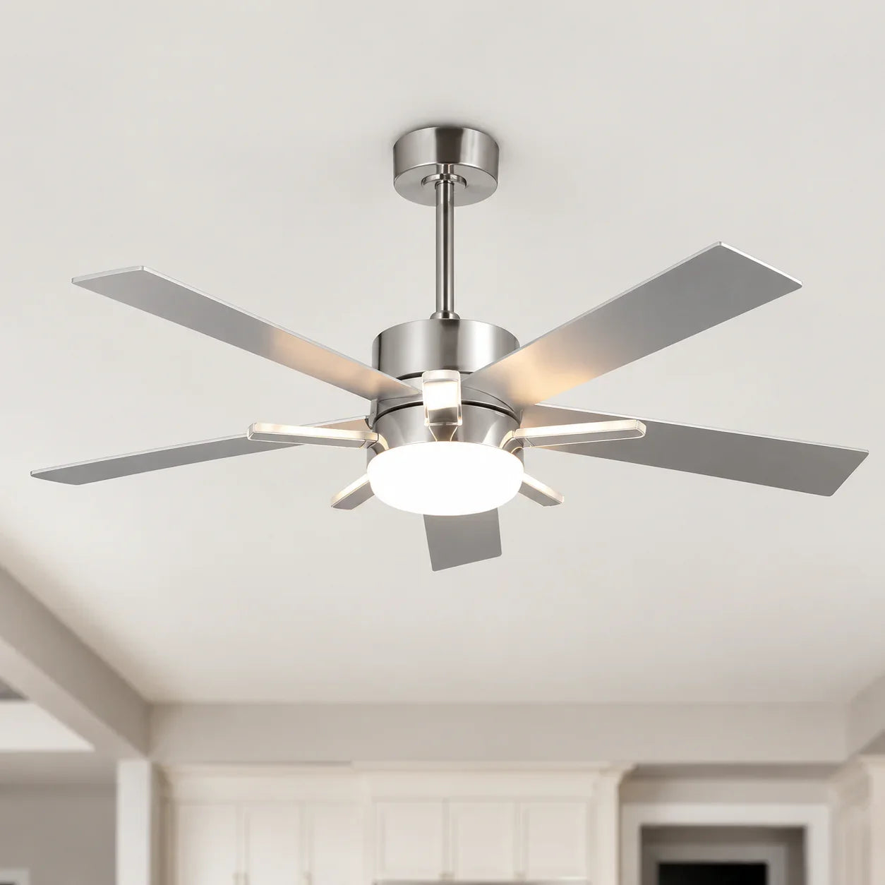 52 Inch Reversible Blade Ceiling Fan Dual LED Lights