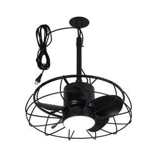 20 Inch Vistula Outdoor DC Motor Black Industrial Hanging Buckle Downrod Ceiling Fan with Light