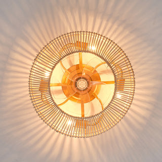 Vaczon 20" Mandy Retro Golden Flush Mount Ceiling Fan with Light and Remote Control