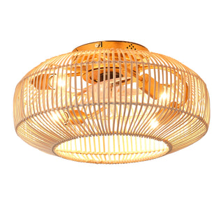 Vaczon 20" Mandy Retro Golden Flush Mount Ceiling Fan with Light and Remote Control