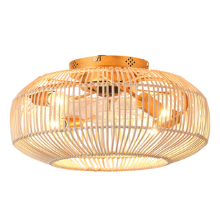 Vaczon 20" Mandy Retro Golden Flush Mount Ceiling Fan with Light and Remote Control