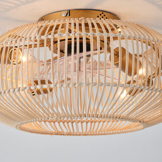 Vaczon 20" Mandy Retro Golden Flush Mount Ceiling Fan with Light and Remote Control