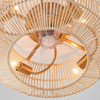 Vaczon 20" Mandy Retro Golden Flush Mount Ceiling Fan with Light and Remote Control