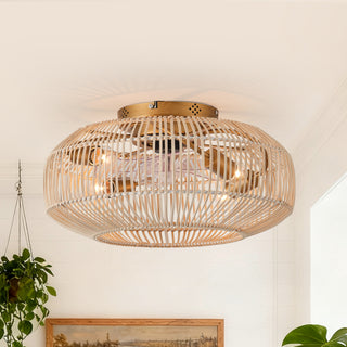 Vaczon 20" Mandy Retro Golden Flush Mount Ceiling Fan with Light and Remote Control