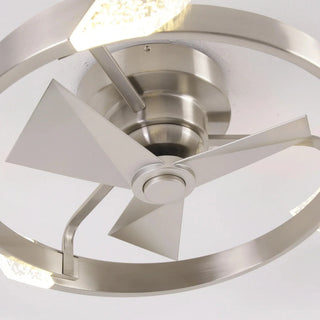 20 Inch Hazel Satin Nickel Flush Mount LED Ceiling Fan with Remote Control - Vaczon