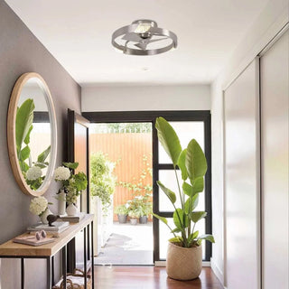 20 Inch Hazel Satin Nickel Flush Mount LED Ceiling Fan with Remote Control - Vaczon