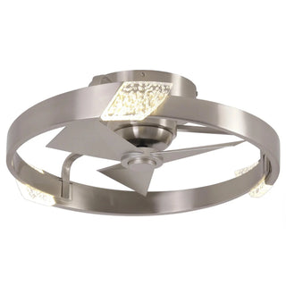 20 Inch Hazel Satin Nickel Flush Mount LED Ceiling Fan with Remote Control - Vaczon