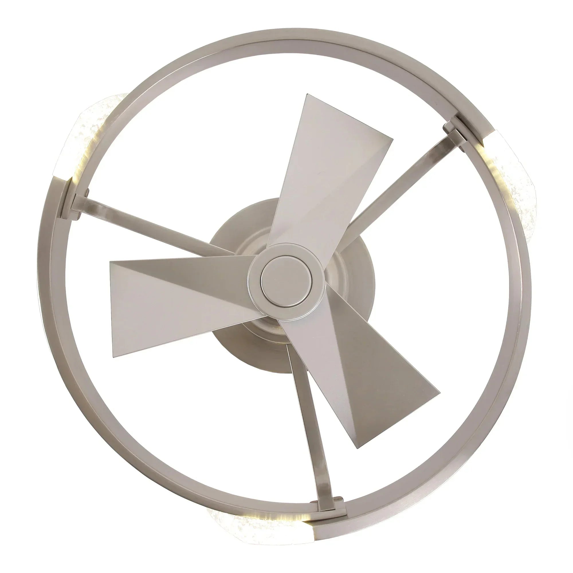 20 Inch Hazel Satin Nickel Flush Mount LED Ceiling Fan with Remote Control - Vaczon