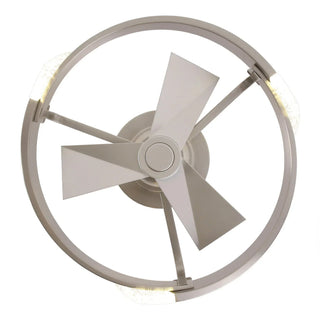 20 Inch Hazel Satin Nickel Flush Mount LED Ceiling Fan with Remote Control - Vaczon