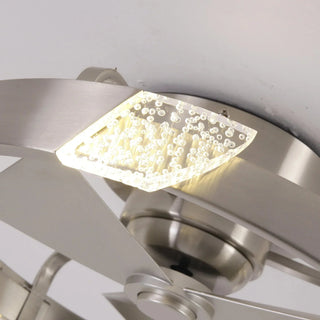20 Inch Hazel Satin Nickel Flush Mount LED Ceiling Fan with Remote Control - Vaczon