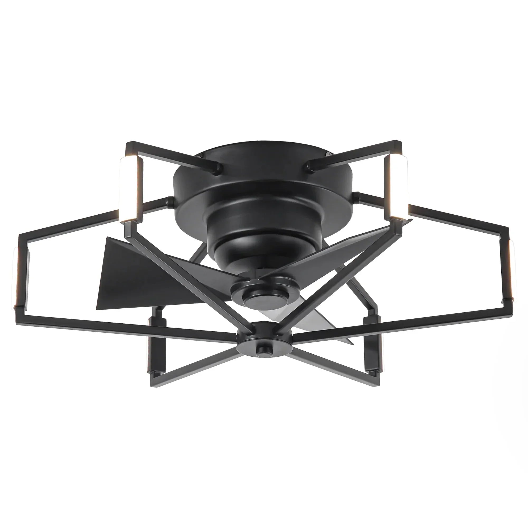 21 Inch Wade Black Industrial Flush Mount LED Ceiling Fan - Vaczon