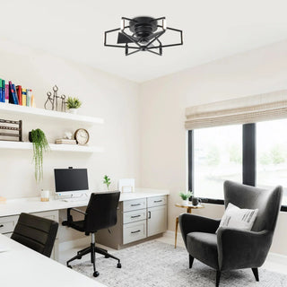 21 Inch Wade Black Industrial Flush Mount LED Ceiling Fan - Vaczon