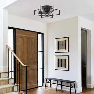 21 Inch Wade Black Industrial Flush Mount LED Ceiling Fan - Vaczon