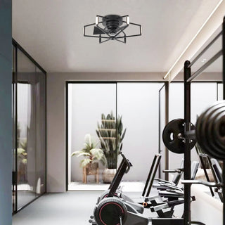 21 Inch Wade Black Industrial Flush Mount LED Ceiling Fan - Vaczon
