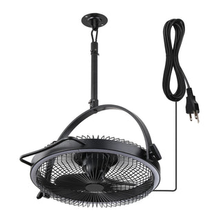 Vaczon 20" Black Industrial Rotatable LED Downrod Fan Floor Fan with Remote Control