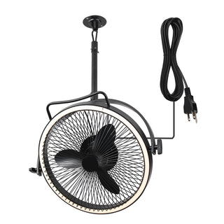 Vaczon 20" Black Industrial Rotatable LED Downrod Fan Floor Fan with Remote Control