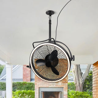 Vaczon 20" Black Industrial Rotatable LED Downrod Fan Floor Fan with Remote Control