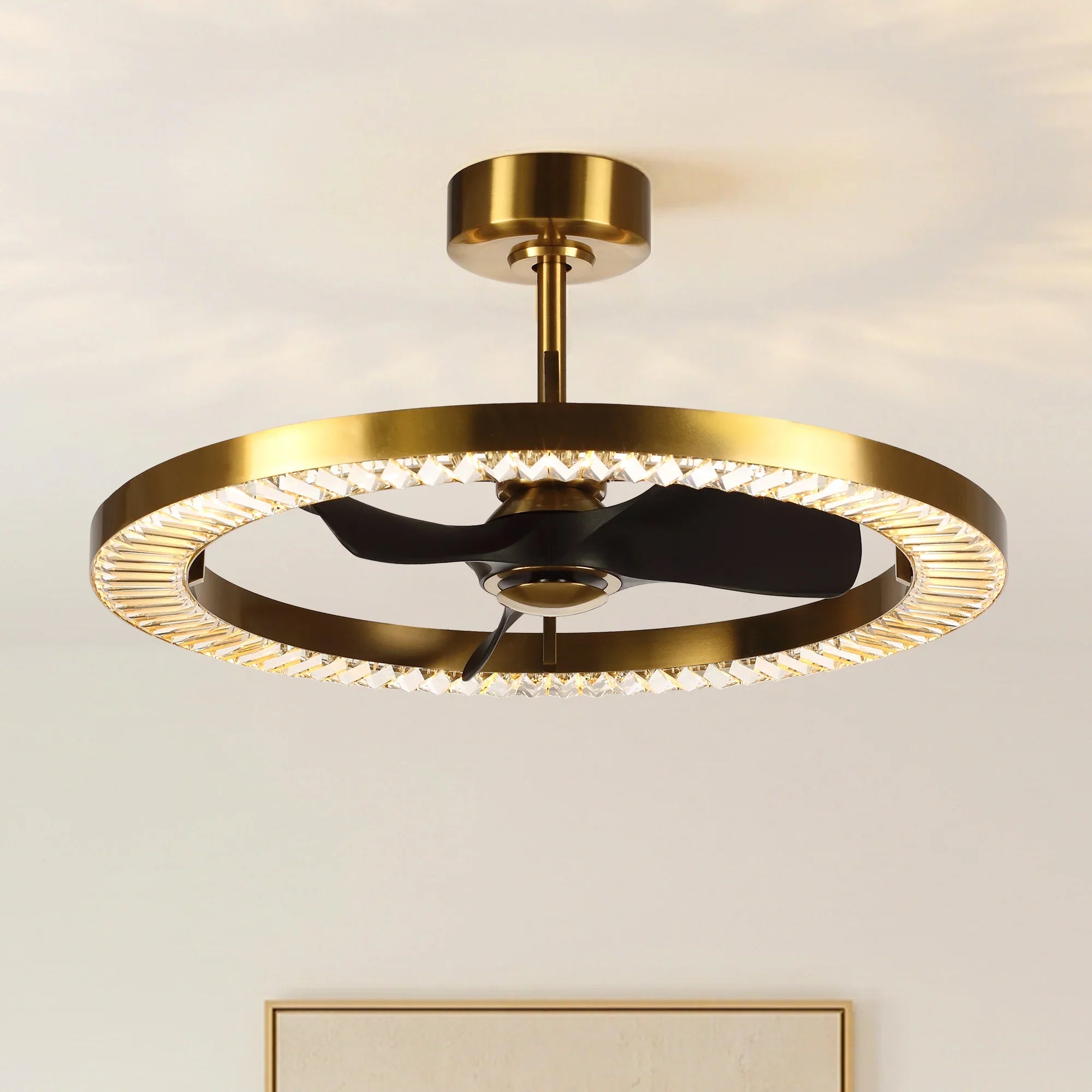 32 Inch Robin Electroplated Copper Downrod Mount Luxury LED Fandelier