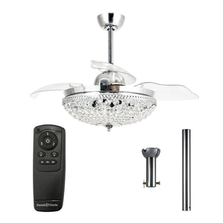 42" Servantes Modern Downrod Mount Crystal Ceiling Fan with Lighting - Vaczon
