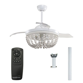42" Huang Farmhouse Wooden Beads Ceiling Fan with Lighting - Vaczon