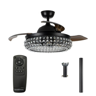 42" Modern Downrod Mount Crystal Ceiling Fan with Lighting and Remote Control - Vaczon