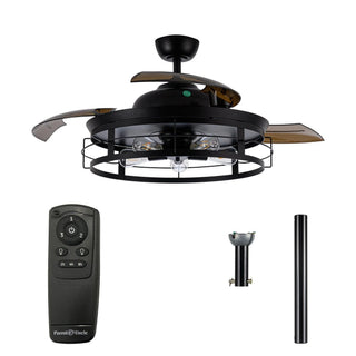 52" Industrial Downrod Mount Ceiling Fan With Lighting And Remote Control - Vaczon