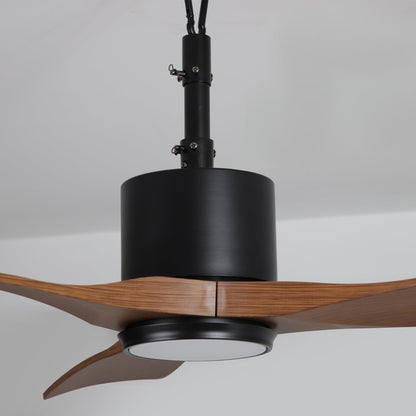 42 Inch Dniester IP65 Outdoor DC Motor Black Modern Hanging Buckle Downrod Ceiling Fan with Light