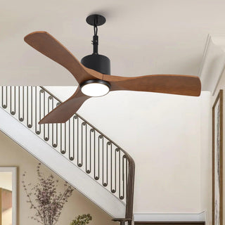 42 Inch Dniester IP65 Outdoor DC Motor Black Modern Hanging Buckle Downrod Ceiling Fan with Light