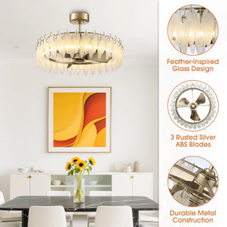 32 Inch Ogden Antique Silver Luxury Fandelier with Light and Remote Control - Vaczon