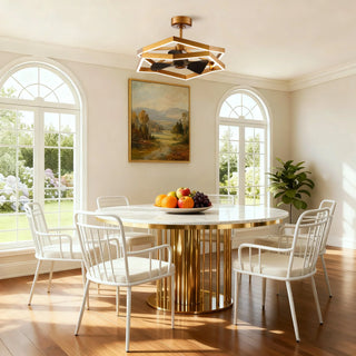 31 Inch Willie Antique Golden Luxury Fandelier with Light and Remote Control - Vaczon