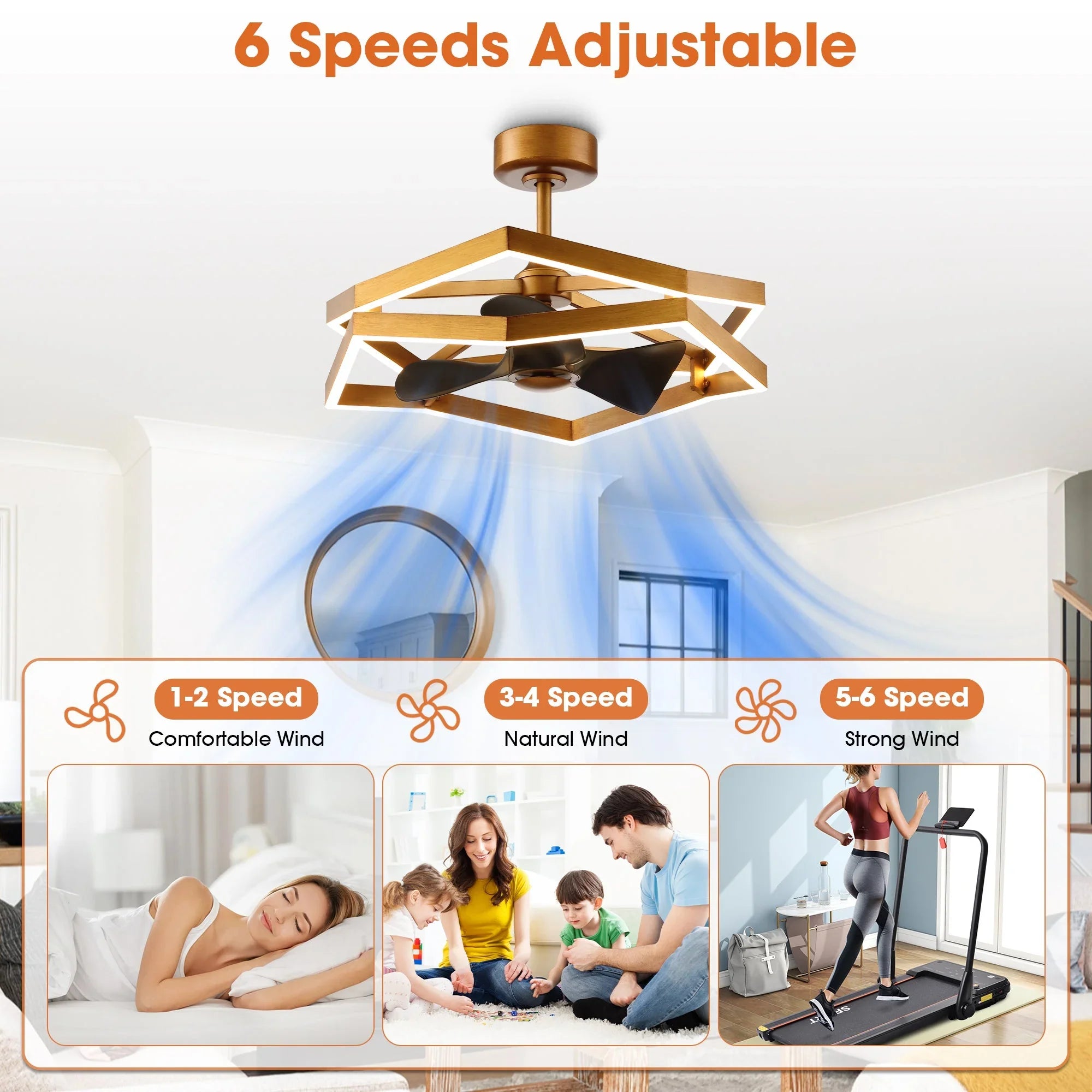31 Inch Willie Antique Golden Luxury Fandelier with Light and Remote Control - Vaczon