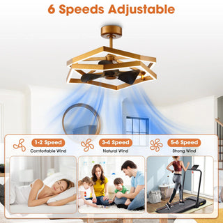 31 Inch Willie Antique Golden Luxury Fandelier with Light and Remote Control - Vaczon