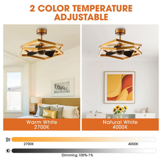 31 Inch Willie Antique Golden Luxury Fandelier with Light and Remote Control - Vaczon