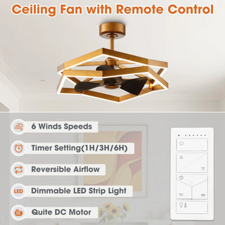 31 Inch Willie Antique Golden Luxury Fandelier with Light and Remote Control - Vaczon