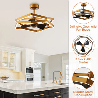 31 Inch Willie Antique Golden Luxury Fandelier with Light and Remote Control - Vaczon