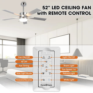 52 Inch Reversible Blade Ceiling Fan Dual LED Lights - Vaczon