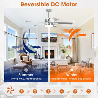 52 Inch Reversible Blade Ceiling Fan Dual LED Lights - Vaczon