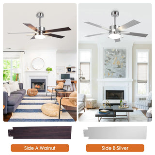 52 Inch Reversible Blade Ceiling Fan Dual LED Lights - Vaczon