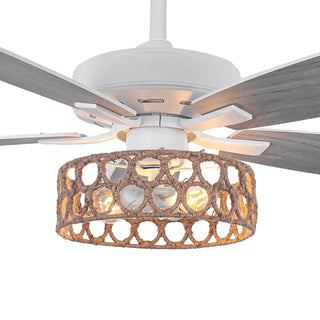 52" Harriet White Farmhouse Ceiling Fan with Light and Remote Control