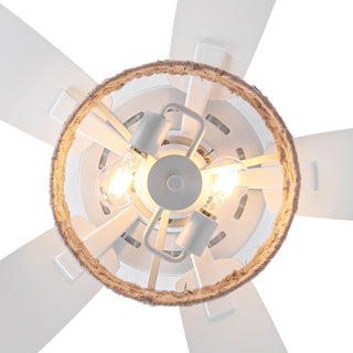 52" Harriet White Farmhouse Ceiling Fan with Light and Remote Control