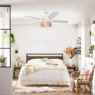 52" Harriet White Farmhouse Ceiling Fan with Light and Remote Control